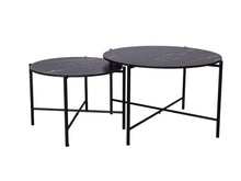 Load image into Gallery viewer, MaximaVida round set of table tops Firenze 58 and 45 cm - black HPL marble look
