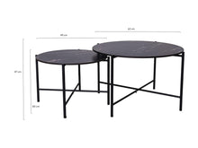 Load image into Gallery viewer, MaximaVida cross-leg coffee table set Firenze 62 and 49 cm - black marble look
