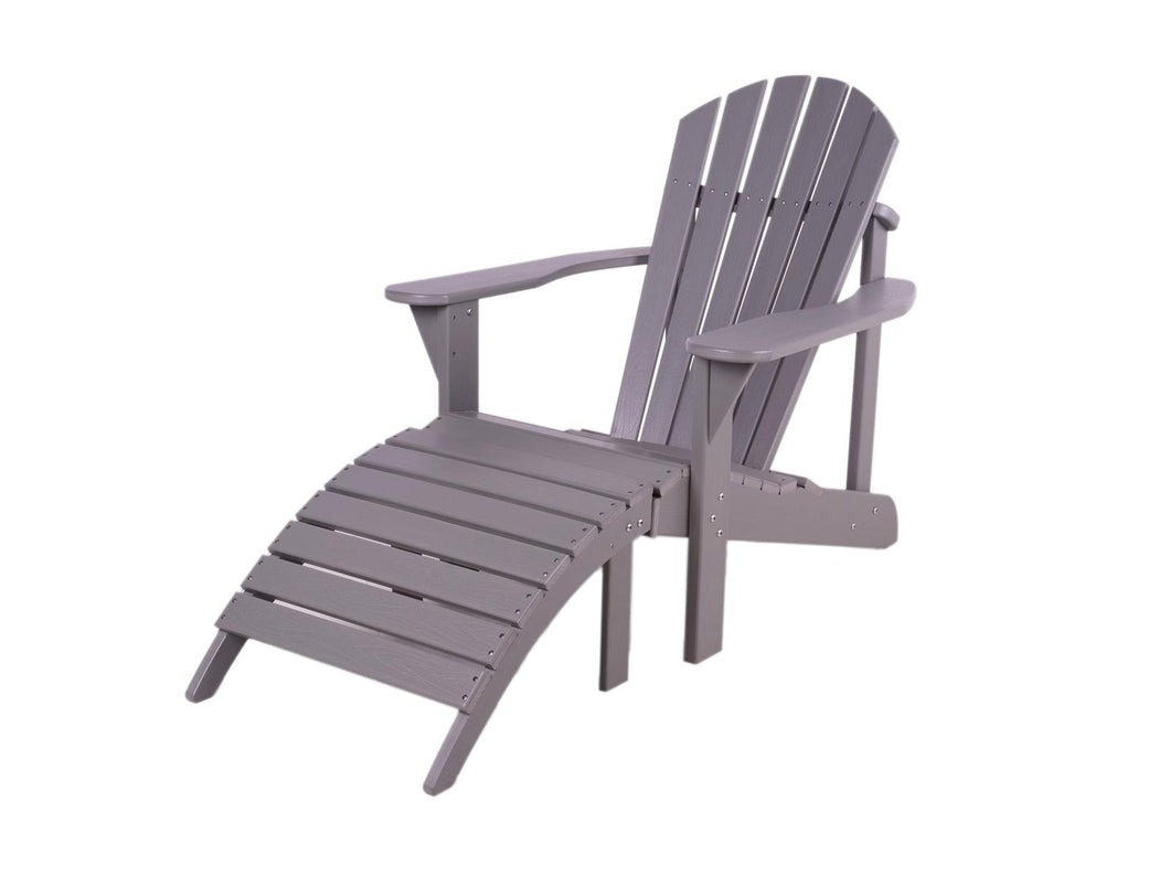 MaximaVida polywood Adirondack garden chair with footstool Montreal grey – luxurious version