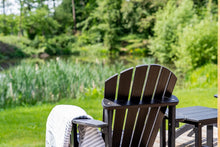 Load image into Gallery viewer, MaximaVida plastic Adirondack garden chair with footrest Montreal black – luxurious design
