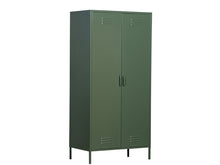 Load image into Gallery viewer, MaximaVida locker metal wardrobe Finn olive green 90 x 50 x 185 cm - 4 shelves
