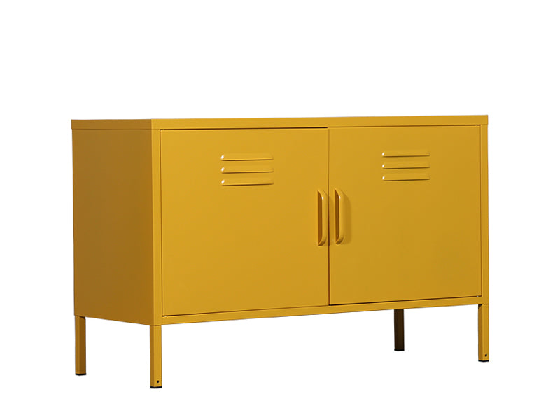 MaximaVida metal TV locker cabinet Finn 100 x 40 x 64 cm ochre yellow - 1 shelf