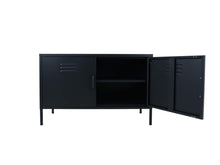Load image into Gallery viewer, MaximaVida metal TV locker cabinet Finn 100 x 40 x 64 cm black- 1 shelf
