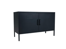Load image into Gallery viewer, MaximaVida metal TV locker cabinet Finn 100 x 40 x 64 cm black- 1 shelf
