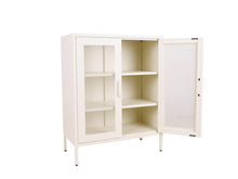 Load image into Gallery viewer, MaximaVida metal locker showcase cabinet Finn 102 x 80 x 40 cm ivory – 2 shelves
