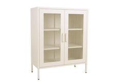Load image into Gallery viewer, MaximaVida metal locker showcase cabinet Finn 102 x 80 x 40 cm ivory – 2 shelves
