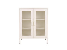 Load image into Gallery viewer, MaximaVida metal locker showcase cabinet Finn 102 x 80 x 40 cm ivory – 2 shelves
