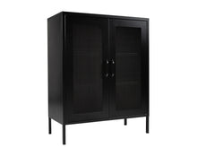 Load image into Gallery viewer, OUTLET MaximaVida metalen locker vitrine kast Finn 100 x 80 x 40 cm zwart - 2 schappen
