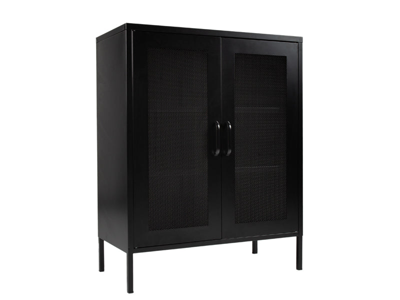 OUTLET MaximaVida metalen locker vitrine kast Finn 100 x 80 x 40 cm zwart - 2 schappen