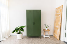 Load image into Gallery viewer, MaximaVida locker metal wardrobe Finn 90 x 50 x 185 cm olive green – 8 shelves
