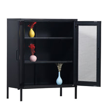 Load image into Gallery viewer, OUTLET MaximaVida metalen locker vitrine kast Finn 100 x 80 x 40 cm zwart - 2 schappen
