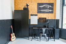 Load image into Gallery viewer, MaximaVida locker metal wardrobe Finn black 90 x 50 x 185 cm - 4 shelves
