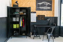 Load image into Gallery viewer, MaximaVida locker metal wardrobe Finn black 90 x 50 x 185 cm - 4 shelves
