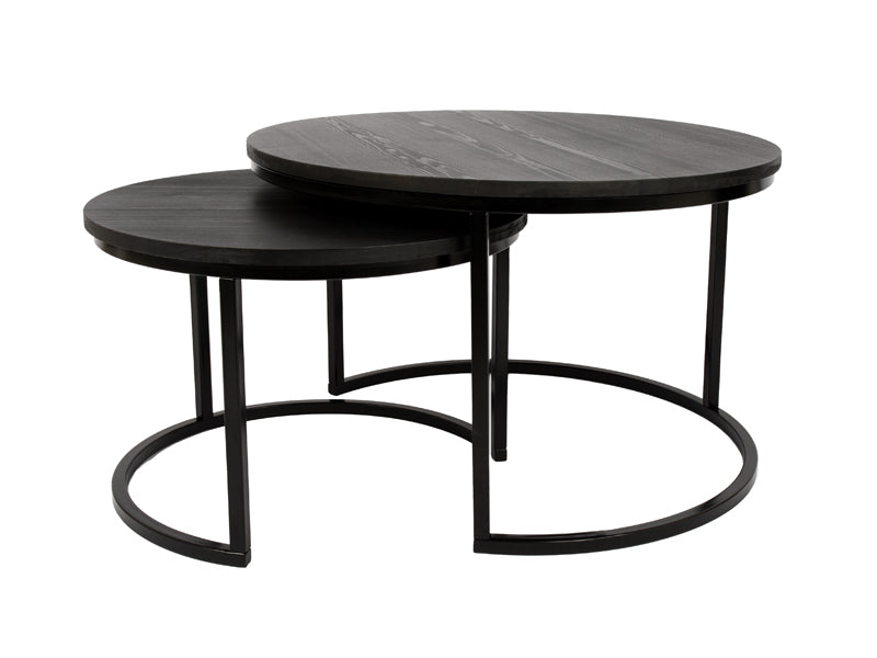 MaximaVida luxury coffee table set Chicago black 58 and 45 cm - A-grade Pinewood