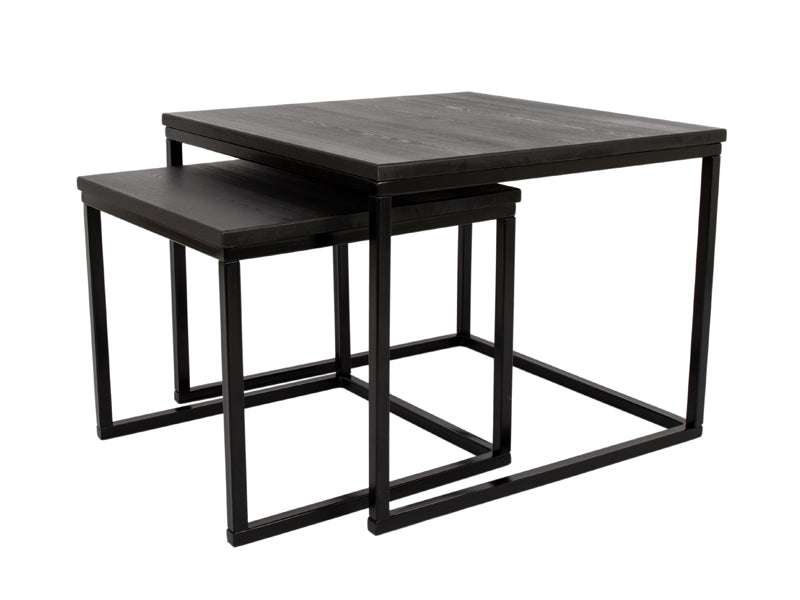 OUTLET MaximaVida vierkante salontafel set Chicago XL zwart 60 cm - A-grade pinewood