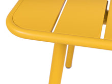 Load image into Gallery viewer, MaximaVida square metal garden table Max 80 cm x 80 cm yellow ochre
