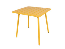 Load image into Gallery viewer, MaximaVida square metal garden table Max 80 cm x 80 cm yellow ochre
