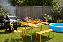 Load image into Gallery viewer, MaximaVida metal garden set Max 150 cm yellow ochre - 4-piece
