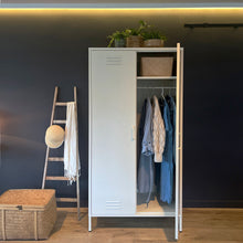Load image into Gallery viewer, MaximaVida metal locker wardrobe Finn 90 x 50 x 185 cm ivory – 4 shelves
