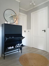 Load image into Gallery viewer, MaximaVida metal locker shoe cabinet Finn 25 x 80 x 125 cm black
