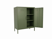 Load image into Gallery viewer, MaximaVida metal locker cabinet Finn 80 x 40 x 102 cm olive green - 2 shelves
