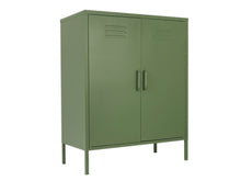 Load image into Gallery viewer, MaximaVida metal locker cabinet Finn 80 x 40 x 102 cm olive green - 2 shelves
