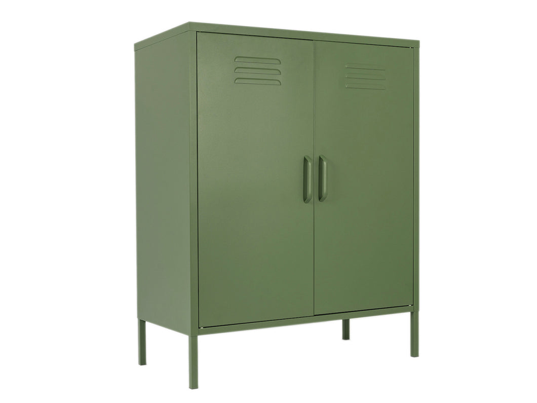 MaximaVida metal locker cabinet Finn 80 x 40 x 102 cm olive green - 2 shelves
