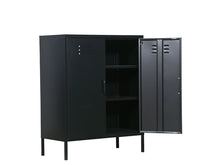 Load image into Gallery viewer, MaximaVida metal locker cabinet Finn black 80 x 40 x 102 cm - 2 shelves
