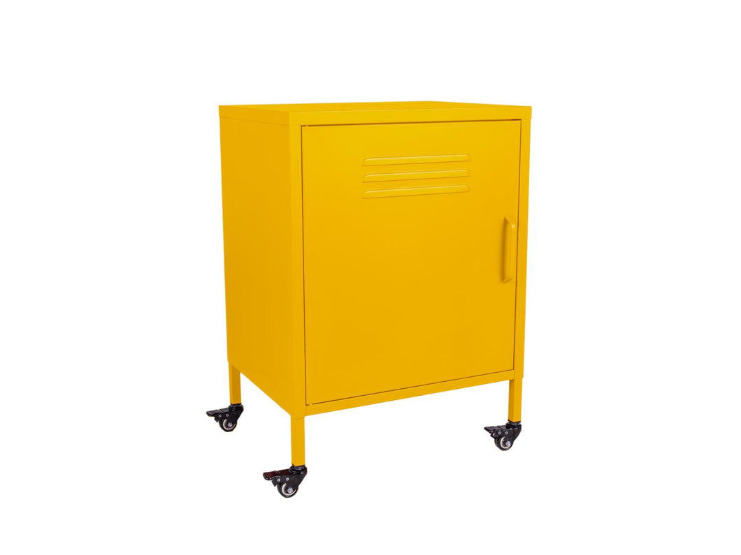 MaximaVida metal little locker cabinet with castors 52 x 40 x 67 cm ochre yellow