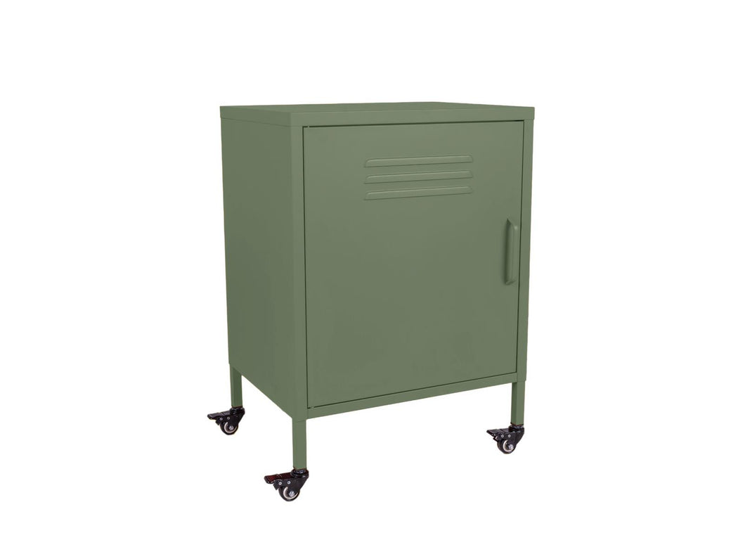 MaximaVida metal little locker cabinet Finn with castors 52 x 40 x 67 cm olive green