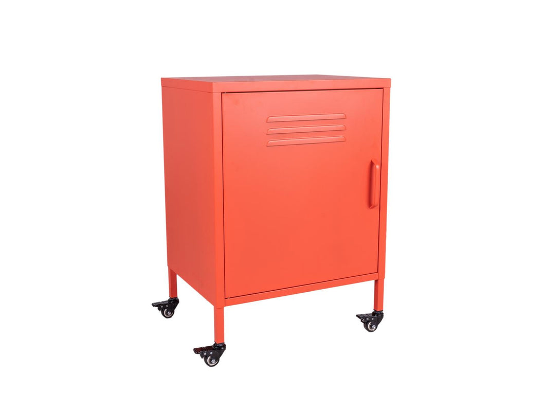 MaximaVida metal little locker cabinet with castors 52 x 40 x 67 cm soft orange