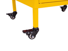 Load image into Gallery viewer, MaximaVida metal little locker cabinet with castors 52 x 40 x 67 cm ochre yellow
