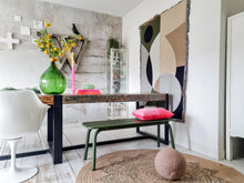 Afbeelding in Gallery-weergave laden, MaximaVida metalen tuinbank Max 120 cm olijfgroen - zonder rugleuning
