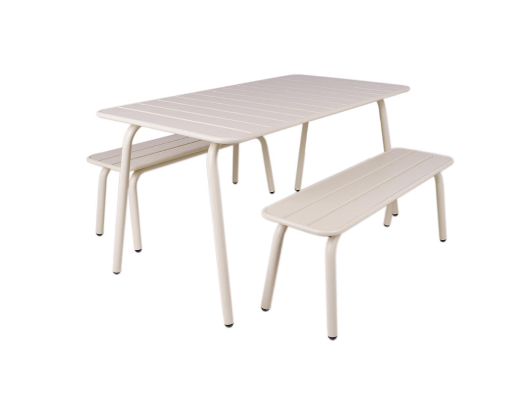 MaximaVida Picknick Set Max aus Metall 150 cm elfenbein - 3-teilig