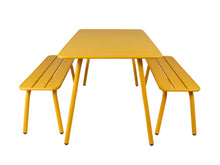 Lade das Bild in den Galerie-Viewer, MaximaVida Picknick Set Max aus Metall 150 cm ockergelb - 3-teilig
