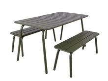 Lade das Bild in den Galerie-Viewer, MaximaVida Picknick Set Max aus Metall 150 cm olivgrün - 3-teilig
