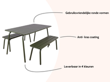 Lade das Bild in den Galerie-Viewer, MaximaVida Picknick Set Max aus Metall 150 cm olivgrün - 3-teilig
