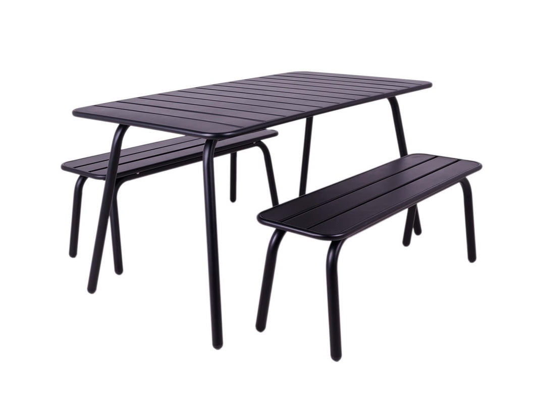 MaximaVida metal picnic set Max 150 cm black – 3-pieces