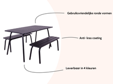 Load image into Gallery viewer, MaximaVida metal picnic set Max 150 cm black – 3-pieces
