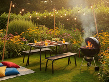 Load image into Gallery viewer, MaximaVida metal picnic set Max 150 cm black – 3-pieces
