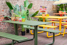 Load image into Gallery viewer, MaximaVida metal picnic table Max olive green - 150 cm
