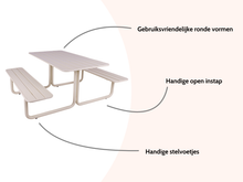 Load image into Gallery viewer, MaximaVida metal picnic table Max ivory - 150 cm
