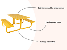 Load image into Gallery viewer, MaximaVida metal picnic table Max yellow ochre - 150 cm

