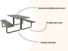 Load image into Gallery viewer, MaximaVida metal picnic table Max olive green - 150 cm
