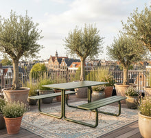 Load image into Gallery viewer, MaximaVida metal picnic table Max olive green - 150 cm
