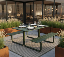 Load image into Gallery viewer, MaximaVida metal picnic table Max olive green - 150 cm
