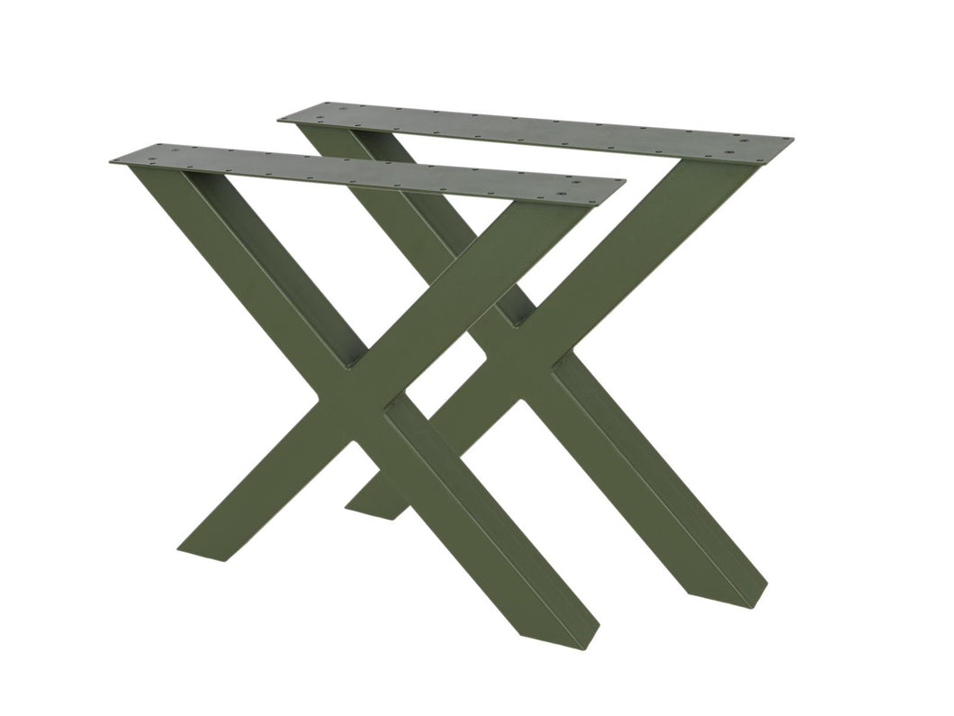 MaximaVida metal X-frame table leg New York olive green coated – per 2 pieces