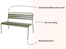 Load image into Gallery viewer, MaximaVida metal garden bench Max 120 cm olive green
