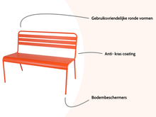 Load image into Gallery viewer, MaximaVida metal garden bench Max 120 cm orange
