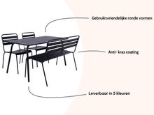 Load image into Gallery viewer, MaximaVida metal garden set Max black 150 cm - 1 table with 2 chairs and 1 bench
